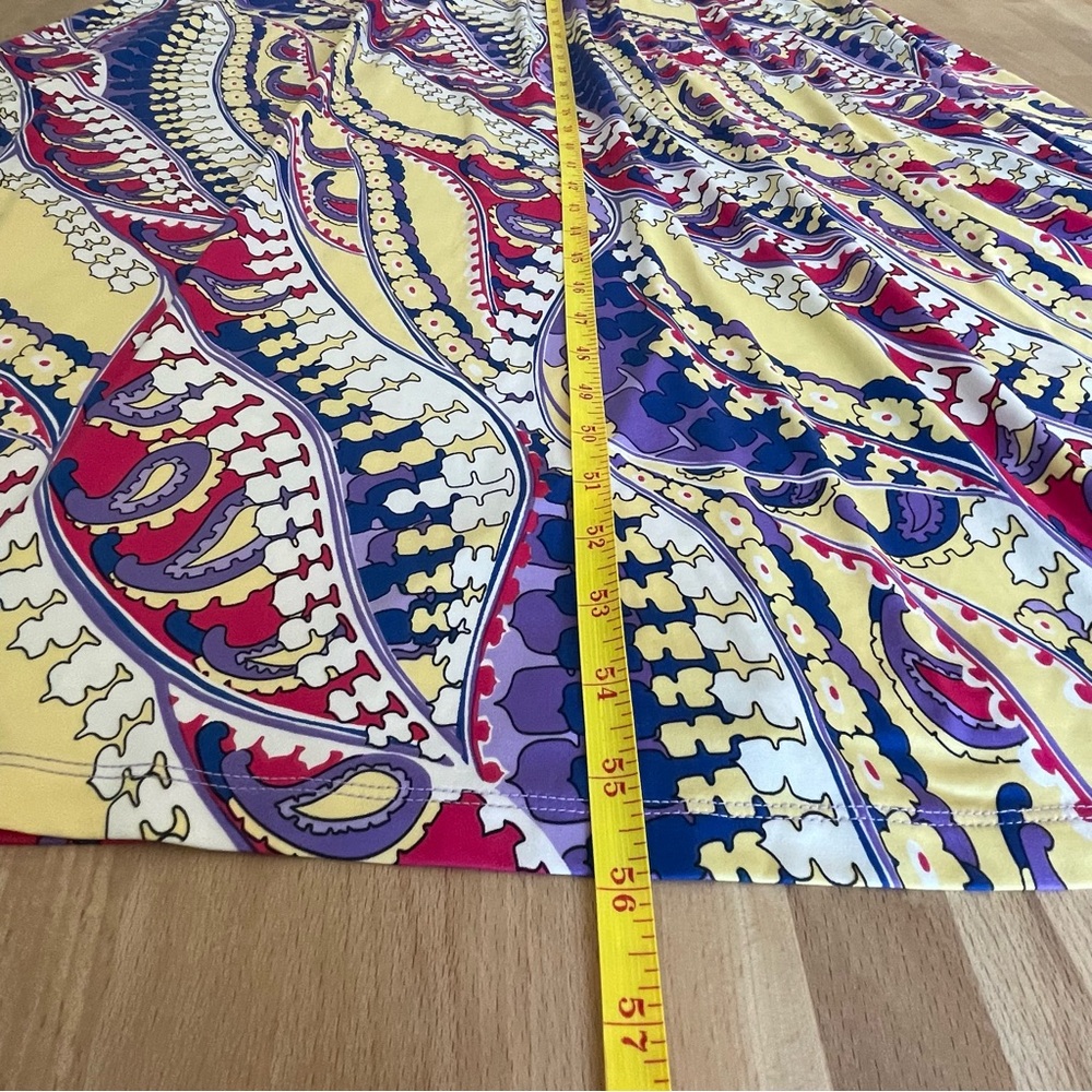 NWOT Nikki Poulos Maxi Dress 1X Plus Sleeveless V-Neck Paisley Floral Multicolor - Picture 8 of 10